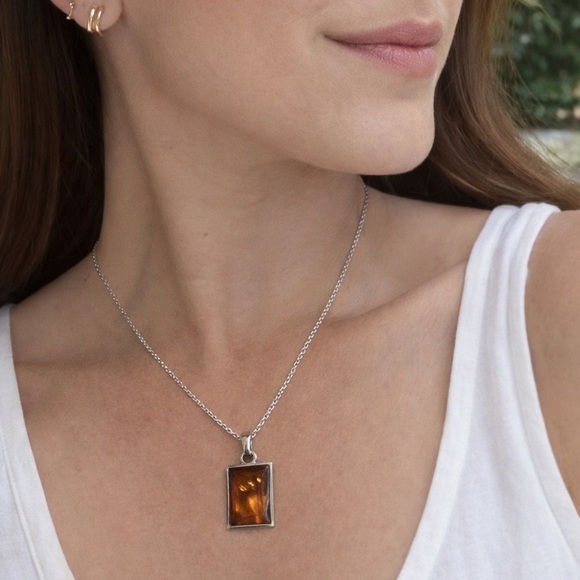 Jewelry - Baltic Sea Amber Sterling silver and amber fusion pendant